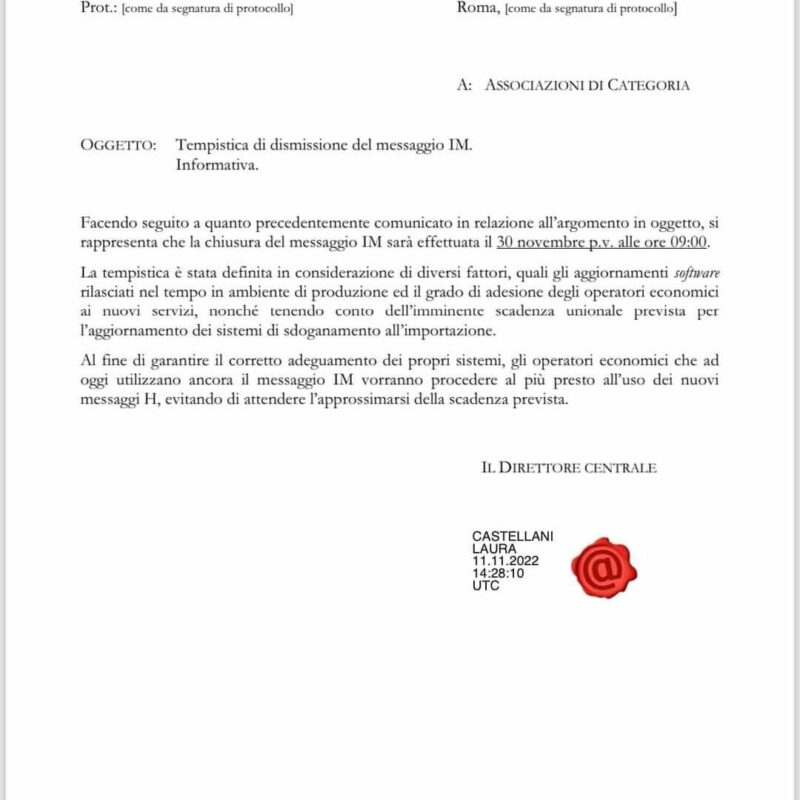 Discontinuation of the IM message